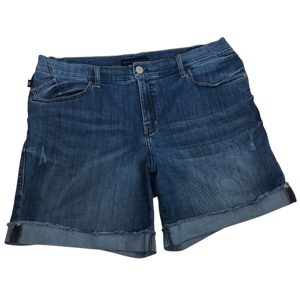 Rock & Republic R360304 Stretchy BUMPERSHOOT Distressed Cuffed Jean Shorts 20W